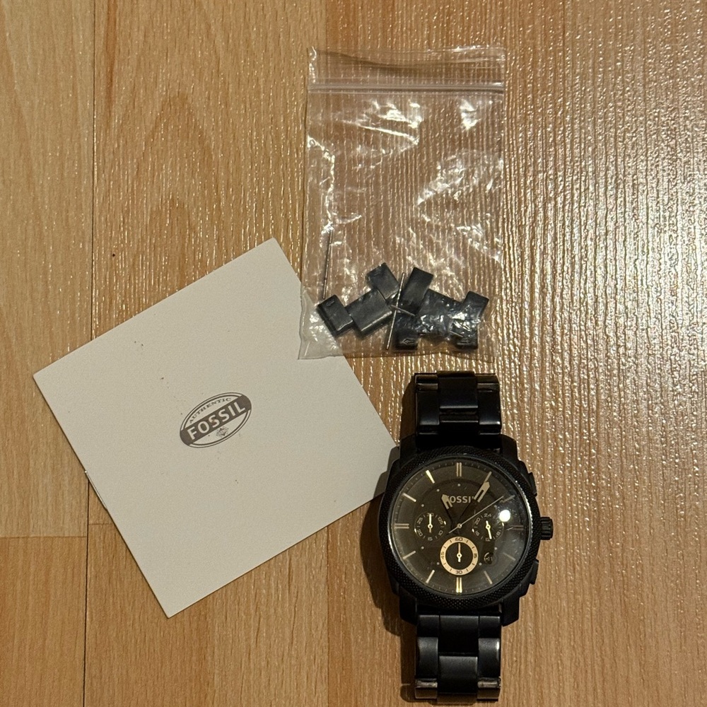 Fossil Black Chronograph Watch with Spare Links